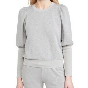 SUNDRY Puff Sleeve Womens Gray Crewneck Sweatshirt Size 1 Small